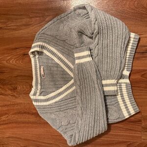 SO juniors cardigan, gray and white